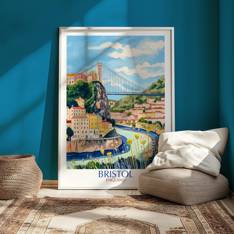 Bristol Clifton Suspension Bridge Print Vintage England Travel Poster bristol-clifton-suspension-bridge-print-vintage-england-travel-poster