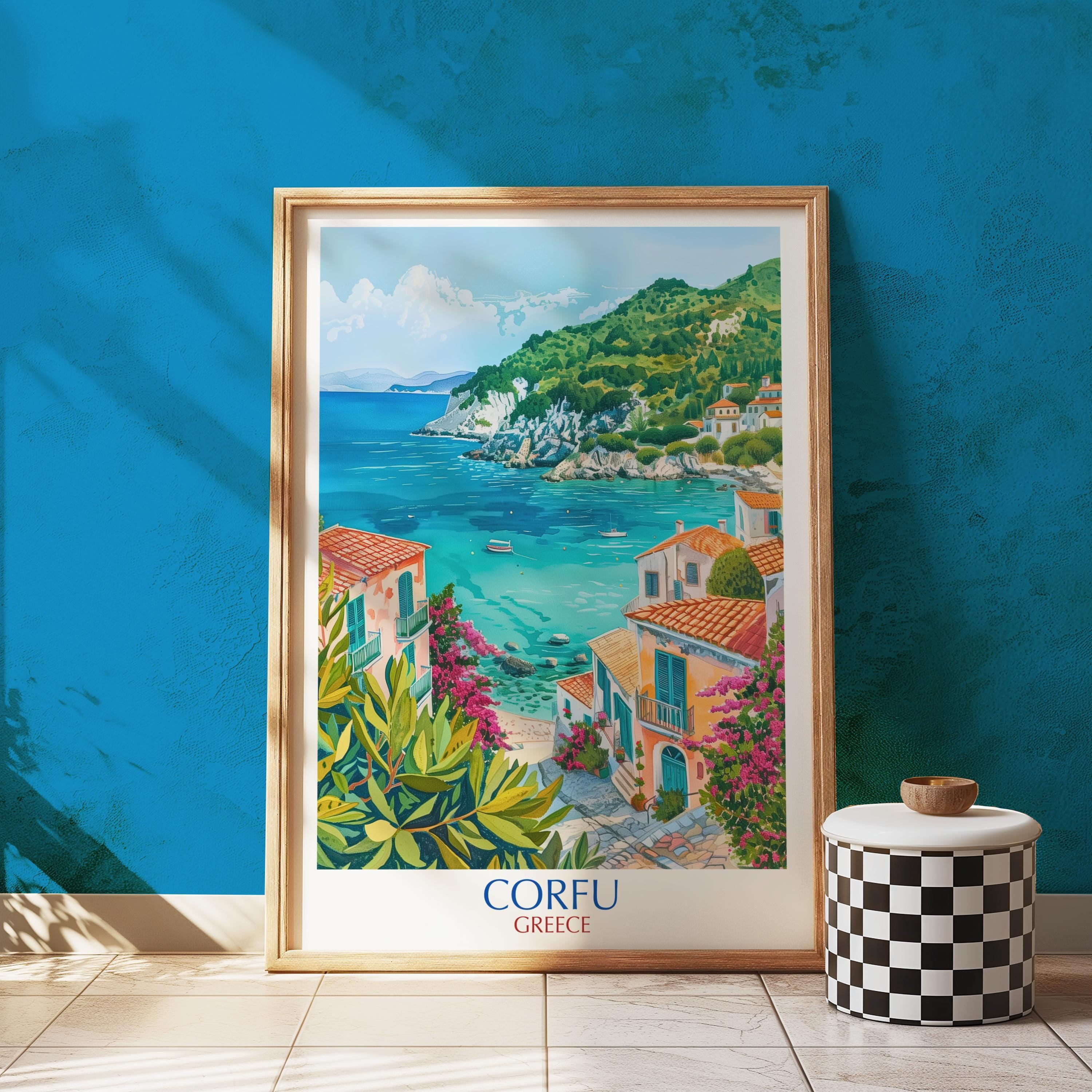 Sticker Souvenir Corfou – île Ionienne Grèce – Vintage Années 80 – Neuf
