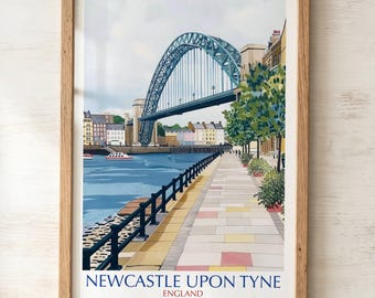 Newcastle upon Tyne Print Wall Art — Tyne Bridge Quayside River Tyne Poster, Newcastle Gift, North East England Home Decor