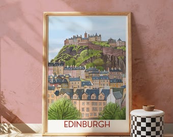 Edinburgh Castle Art Print: Illustrated Scotland Travel Poster