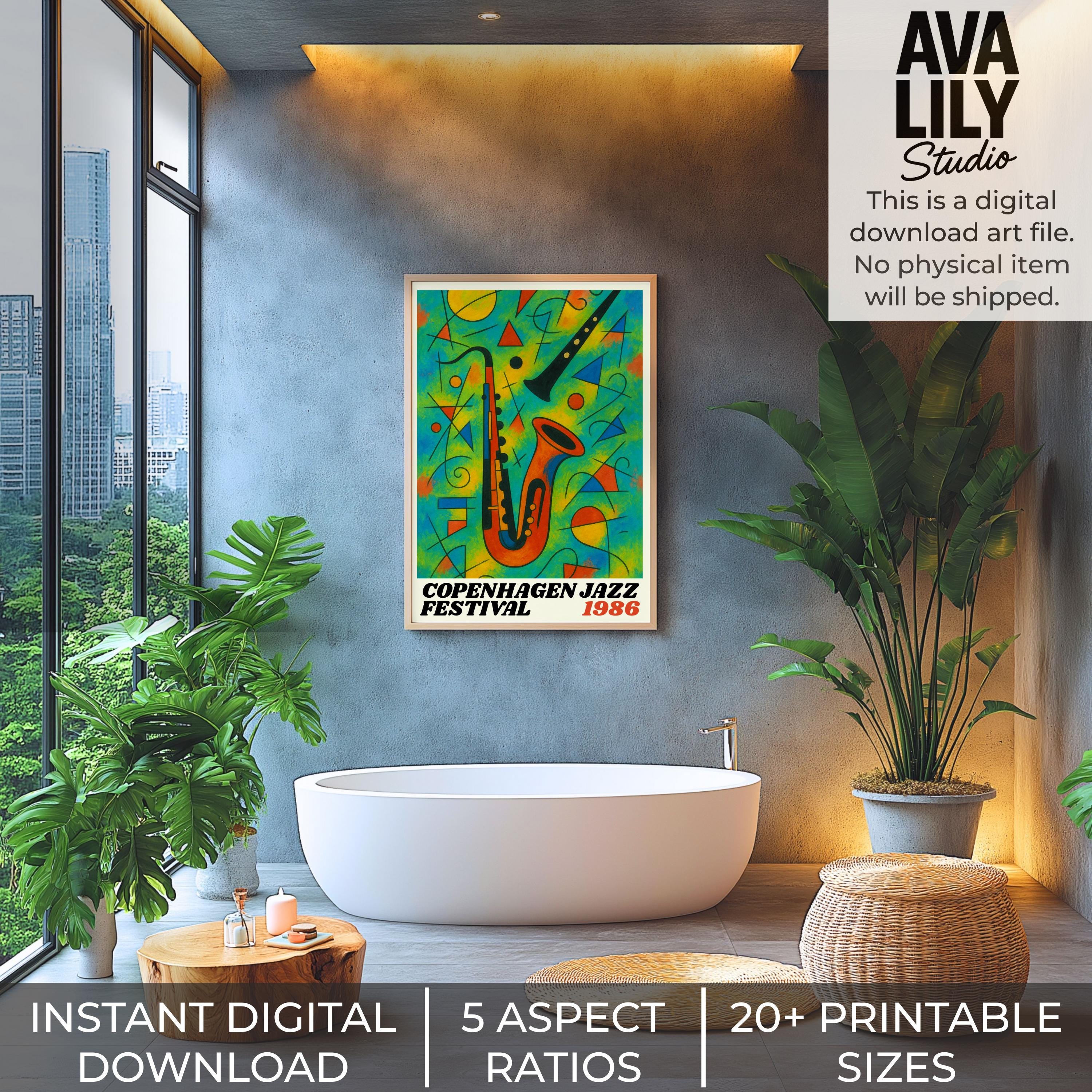 Copenhagen Jazz Festival 1986 Art Print – Retro Saxophone Poster