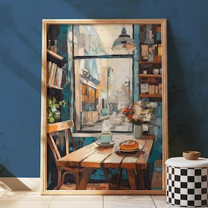 Stampa artistica scandinava: Scena del caffè Fika - Stile di vita svedese