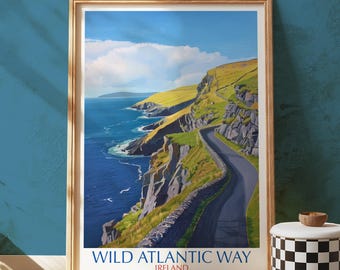 Wild Atlantic Way Print, Ireland Coastal Road, Travel Art