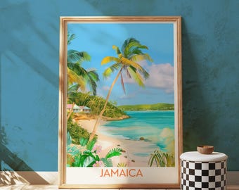 Jamaica Beach Print: Tropical Palm Tree Coastal Wall Art