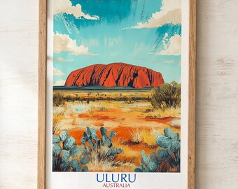 Uluru Australia Print | Vintage Travel Poster Art