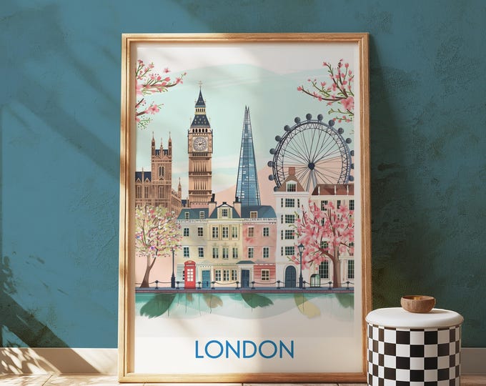 London Skyline Art Print: Colorful UK Cityscape Illustration