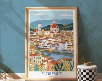 Florenz Italien Kunstdruck - Duom, toskanische Stadtansicht Reiseplakat