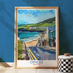 Dingle Ireland Art Print, Colourful Irish Coastal Town Illustration