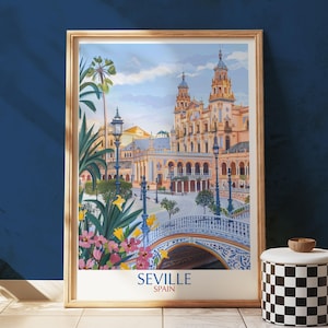 Seville Spain Art Print: Plaza de España Illustration