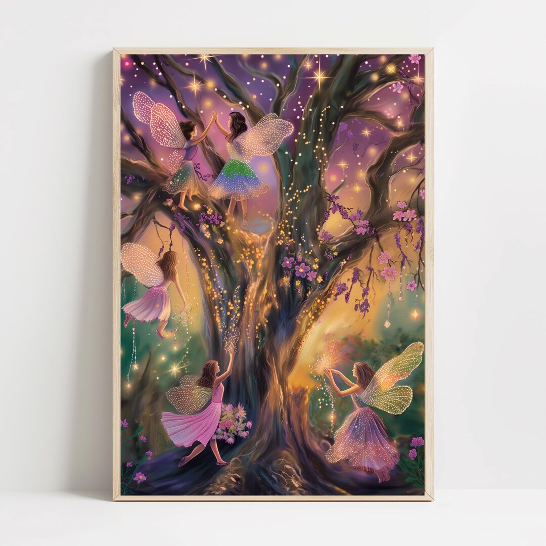 Fairy Tree Art Print Magical Forest Poster Enchanted Woodland Wall ...
