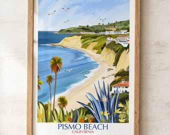 Pismo Beach California Coastal Print | Illustrated USA Beach Wall Art