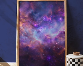 Cosmic Nebula Art Print, Abstract Galaxy Wall Decor