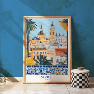 Seville Spain Print: Vintage Travel Poster Style Cityscape Art