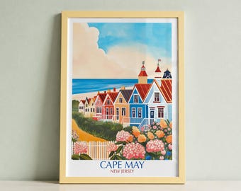 Cape May New Jersey Art Print, Colourful Victorian Beach Houses