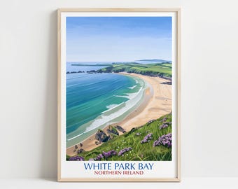 Póster decorativo para pared de White Park Bay, Irlanda del Norte.