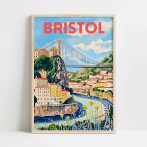 Impression sur le pont suspendu de Bristol Clifton | Art mural paysage urbain coloré du Royaume-Uni