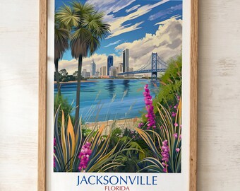 絵画 flk046265 Jacksonville Florida Skyline River St Johns PETA Approved Eco