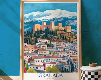Granada Spain Print, Alhambra Palace, Andalucia Travel Poster