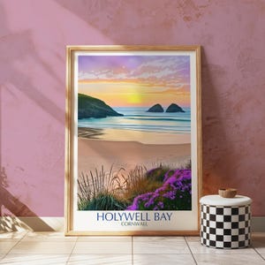 Holywell Bay Sunset Print: Cornwall Coastal Wall Art