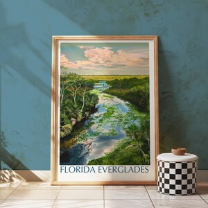 Florida Everglades Print – Lush River Landscape, Nature Travel Art
