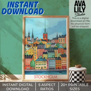 Stockholm Old Town Print: Colorful Scandinavian Architecture (Digital Download