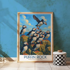Puffin Art Print: Northumberland Coastal Wildlife Illustration