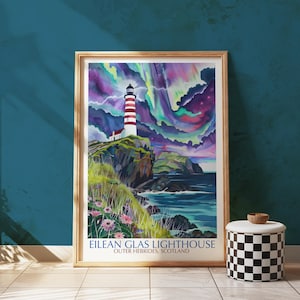 Impresión del faro de Eilean Glas: Arte costero de las Hébridas Exteriores de Escocia