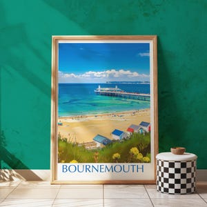 Stampa della spiaggia di Bournemouth: arte costiera britannica