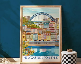 Newcastle Quayside Art Print: Tyne Bridge Skyline, UK Travel Decor