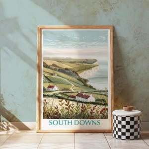 Impression d'art du parc national des South Downs : paysage côtier du Sussex