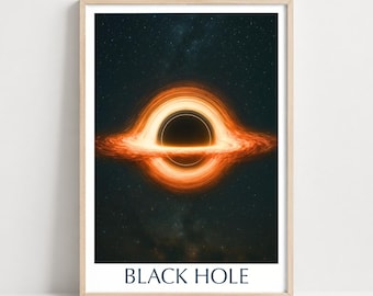 Black Hole Art Print with Orange Accretion Disk
