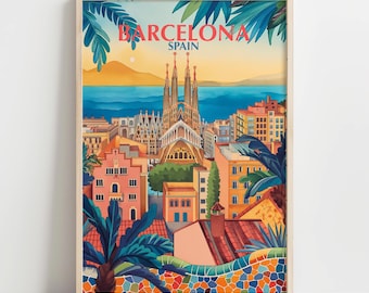 Barcelona Sagrada Familia Art Print, Mediterranean Travel Poster