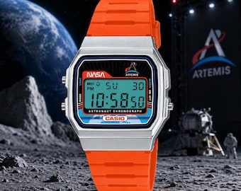 NASA Artemis Casio Modded Watch Retro Digital Space Watch Custom Astronaut Chronograph