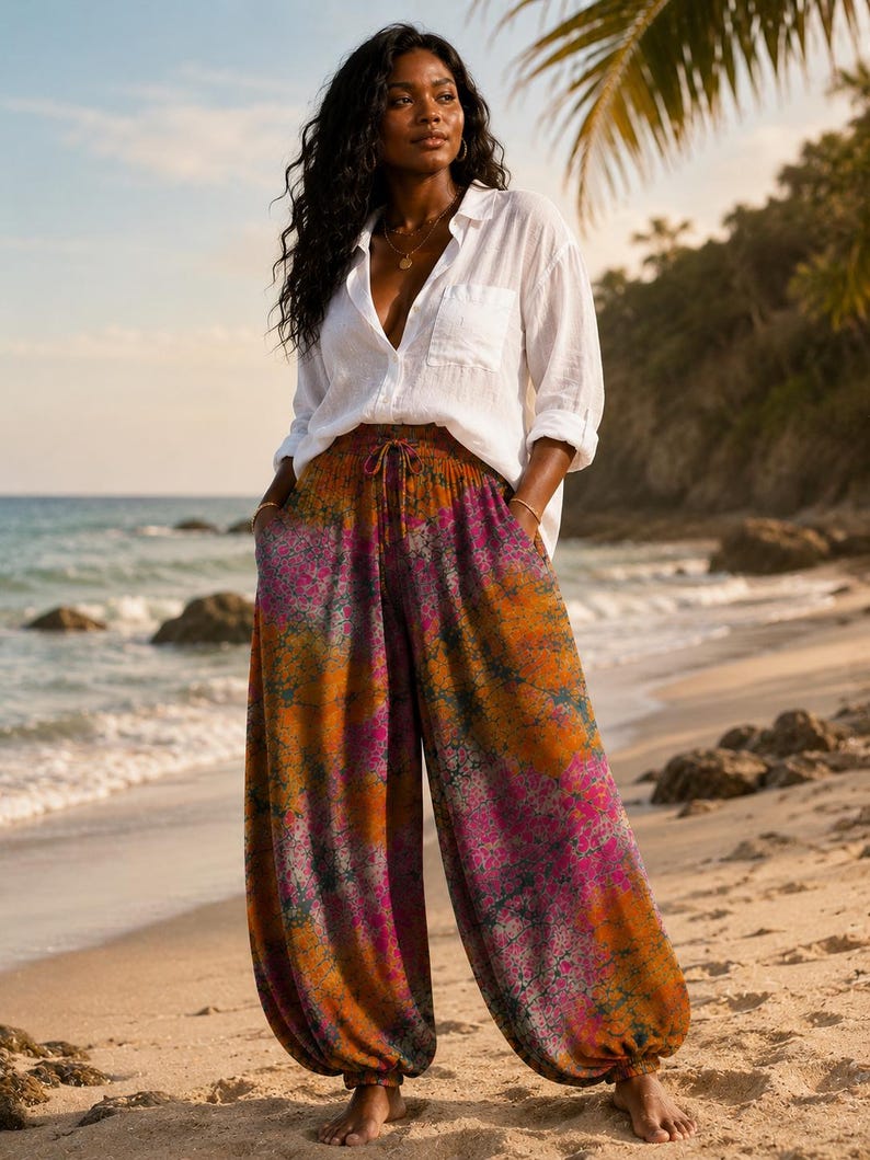 Handmade the dye orange trouse barrel trouser palazzo trouser for women brunch trouser idea