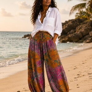 Colourful pant for women on holiday African print and plus size free trouser