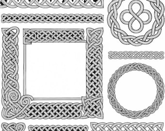 Celtic Border Clipart | Digital Frame PNG | Medieval Ornament | Vintage Decorative Border for Scrapbook, Tattoo, Wedding Invitation