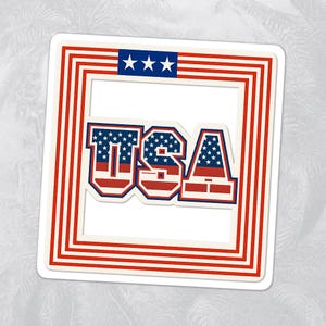 USA Love Kiss-Cut Stickers, Patriotic Decal, American Flag Laptop Sticker, Fourth of July Decor, Red White and Blue Vinyl Sticker,