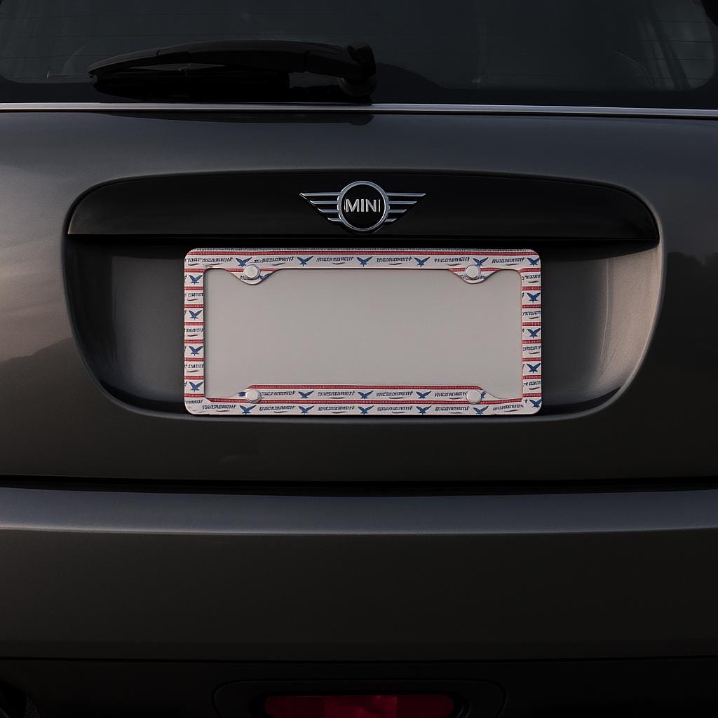 License Plate Frame Metallic | custom frames | Car Accessory, Gift for Veterans, USA Pride, Customizable Auto Decor, Americana Style