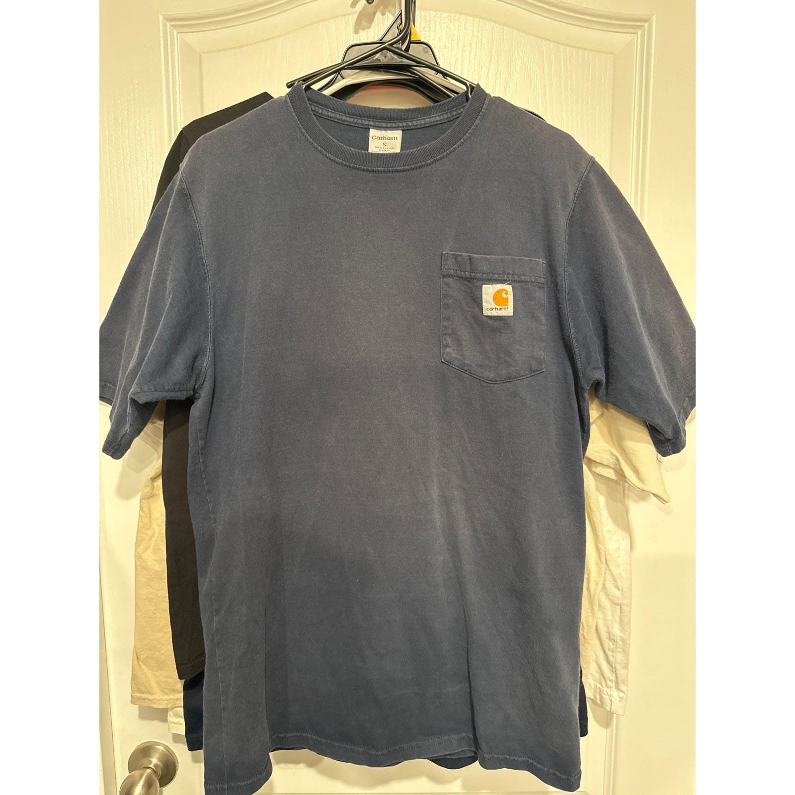 Vintage 90s Carhartt Faded Navy Blue Pocket T Shirt Oversized