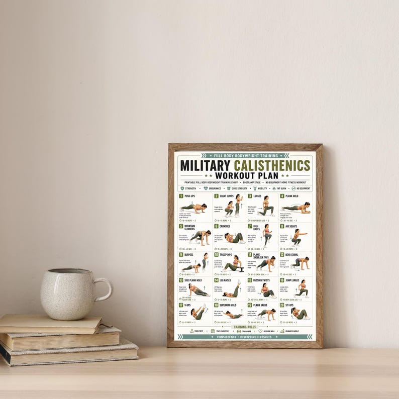 Home Workout Plan.pdf 28 Day Military Calisthenics Challenge Printable PDF, Bodyweight ...