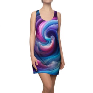 Whimsical Swirl Racerback Dress: Bohemian Summer Outfit