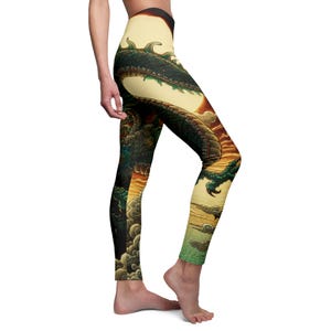 Dragon Print Leggings, Yoga Workout Athleisure Festival Wear Unique Gifts, Women&#39;s Casual Pants