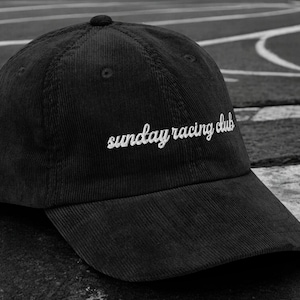 Sunday Racing Club Hat | Vintage Embroidered Corduroy Cap | F1 Fan Gift | Formula 1 Race Day Hat | Retro Racing Apparel