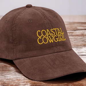 Coastal Cowgirl Embroidered Vintage Corduroy Hat | Retro Beach Western Cap | Coastal Cowgirl Aesthetic | Boho Summer Hat | Western Beachwear