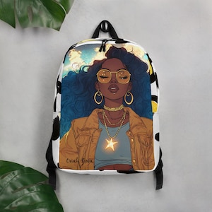 Oriah Nova Bold Everyday Backpack - Black & White Afrocentric Print | Stylish Water-Resistant Laptop Bag
