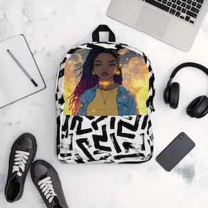 Afrocentric Black Spiritual Art | Diaspora Inspired School, Travel & Everyday Backpack – Water-Resistant Bag with Laptop Compartment