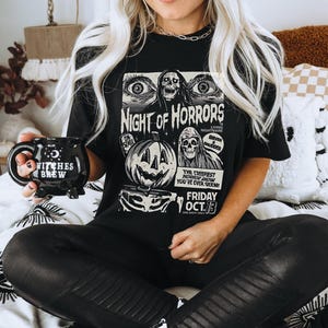 Night of Horrors Shirt, Retro Halloween Graphic Tee, Creepy Comic Horror Shirt, Friday the 13th Shirt, Vintage Spooky Movie Tee, Goth Shirt