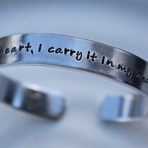 I Carry Your Heart Aluminum Cuff Bracelet image 1