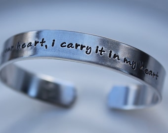 I Carry Your Heart Aluminum Cuff Bracelet