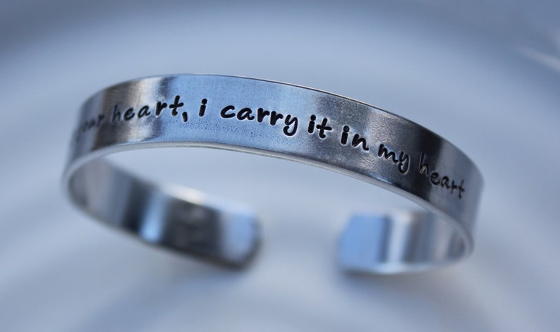 I Carry Your Heart Aluminum Cuff Bracelet image 1